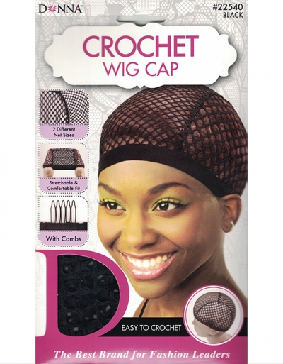 Donna - Crochet Wig Cap 22540 (LG / BLACK)