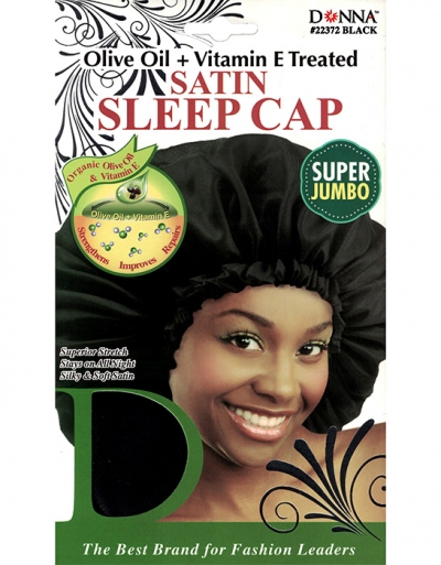 Donna - Organic Satin Sleep Cap Super Jumbo 22372 (BALCK)